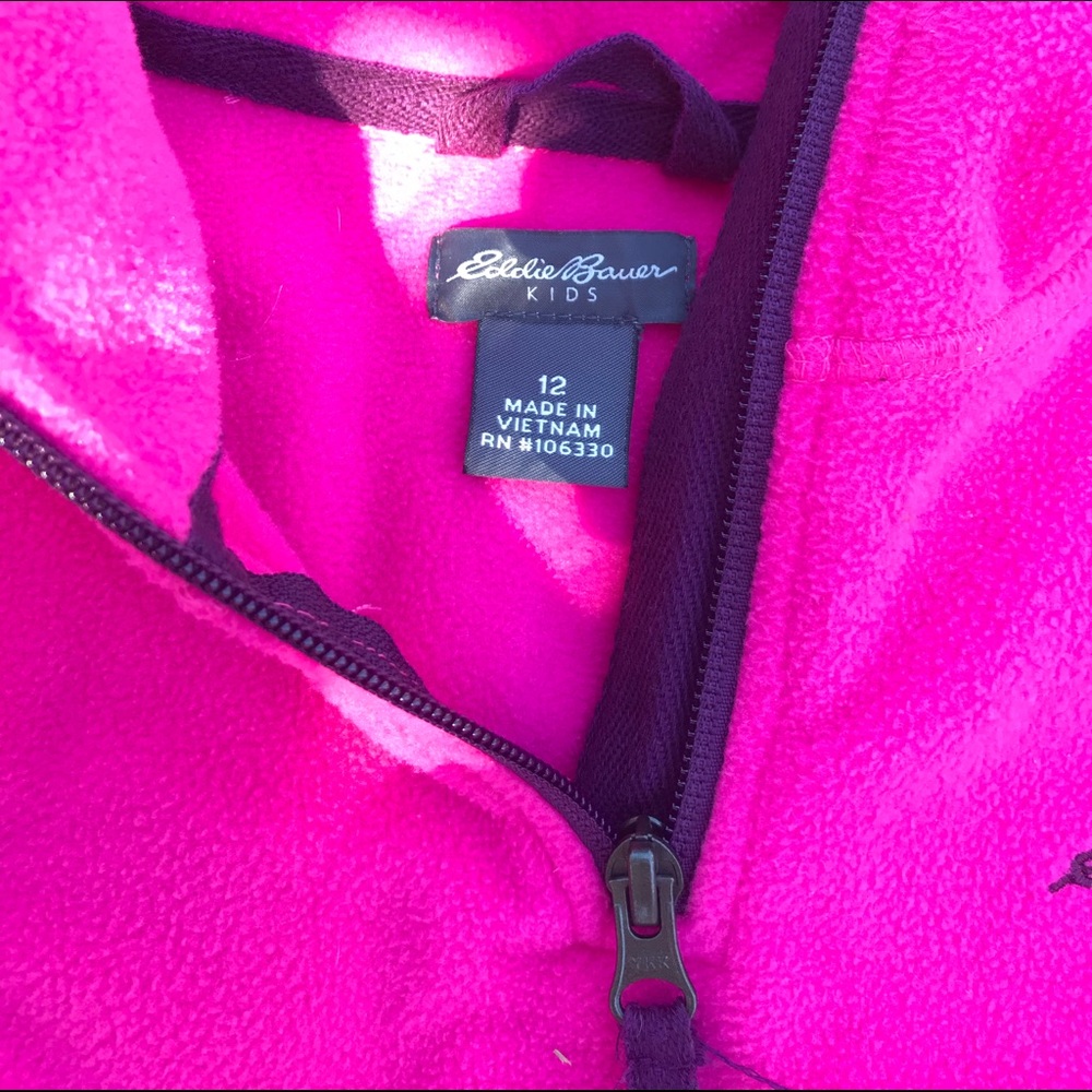 Pink fleece jacket.